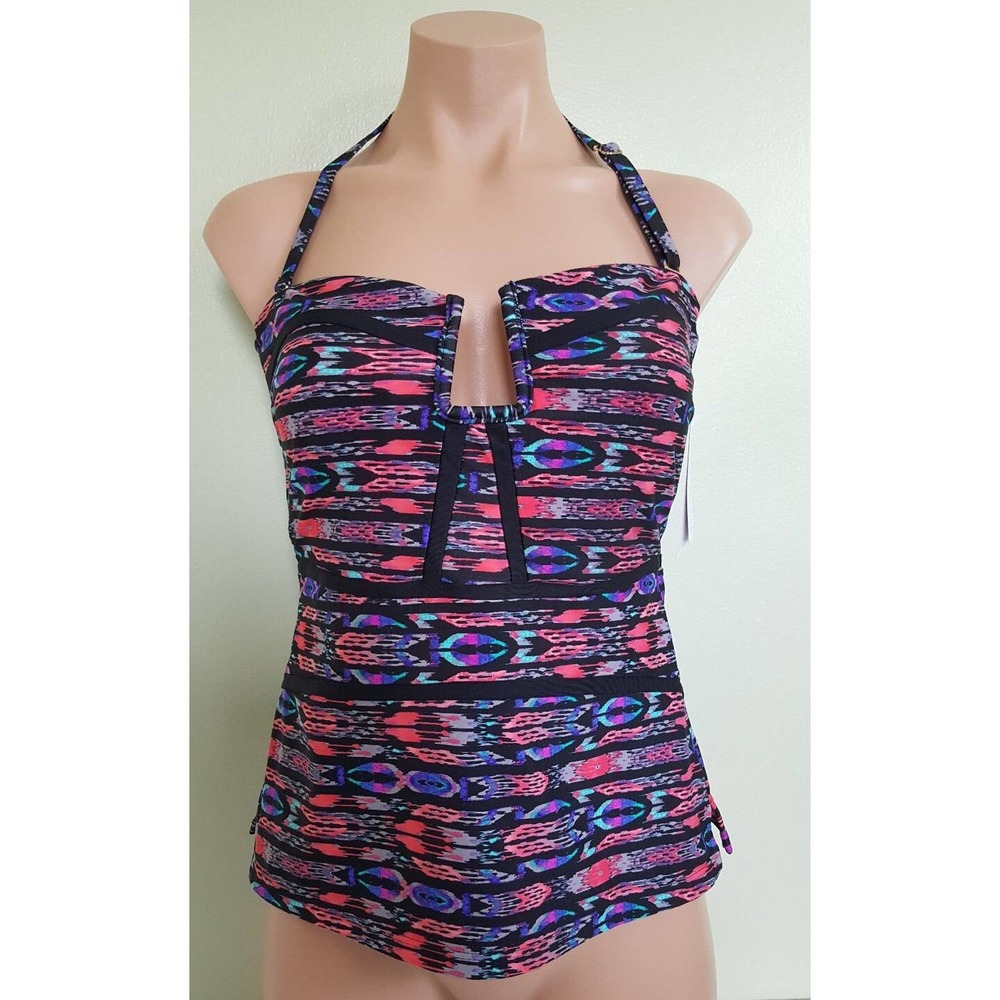 Island Escape Antigua black coral tankini top size 10